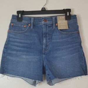 NWT Madewell High-Rise Denim Cutoff Shorts Size 26 Stretch Medium Wash Zip Close
